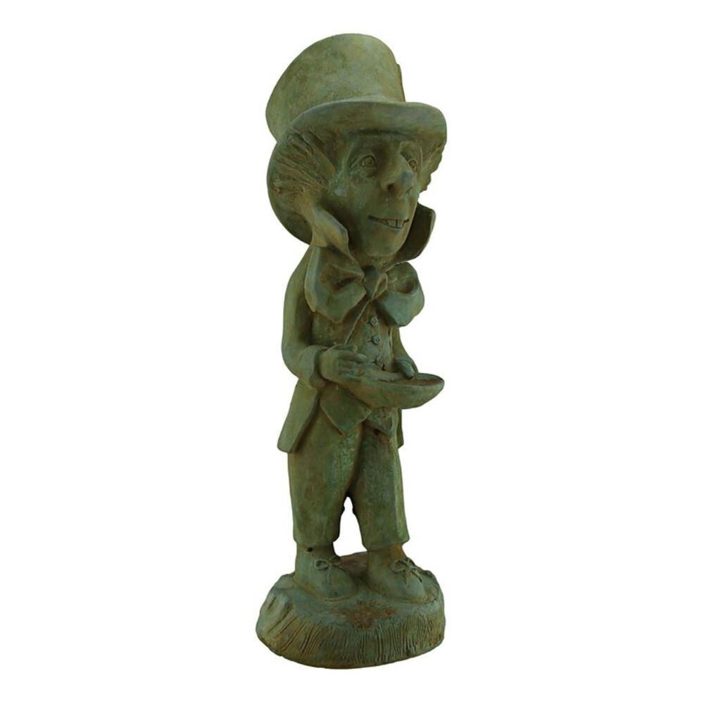 Mad Hatter Alice in Wonderland Verdigris Finish Cement Statue 19 in.